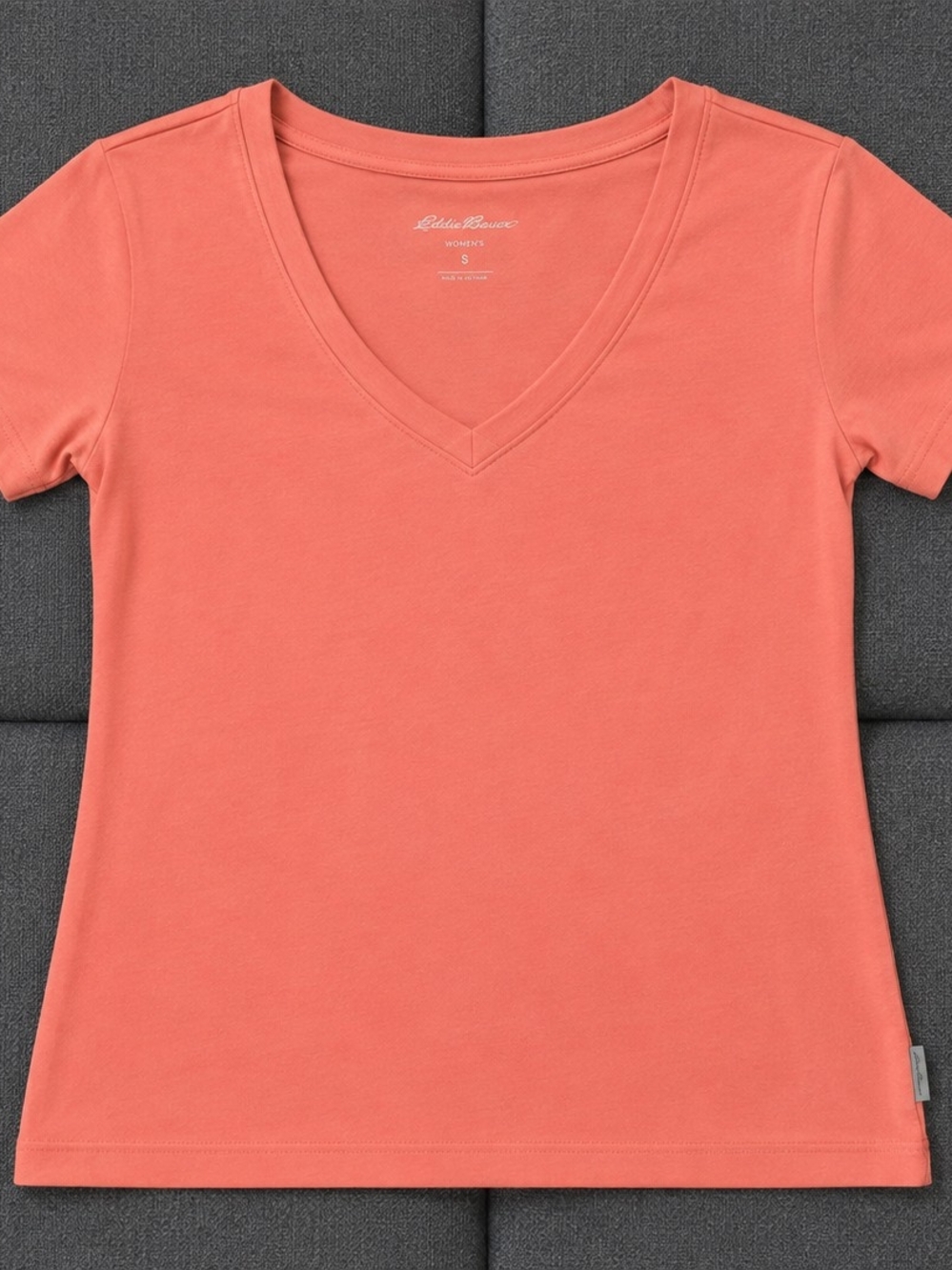 Eddie Bauer Coral V-Neck Short Sleeve Tee